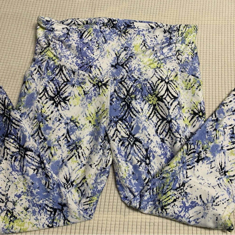 Freely Abstract Patterned Leggings XL in Blue and Green